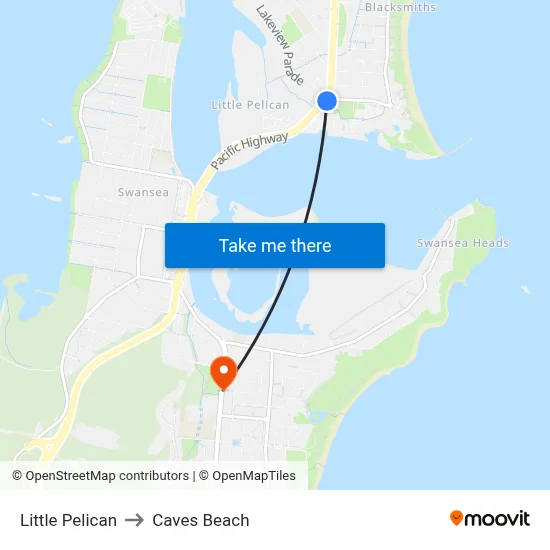 Little Pelican to Caves Beach map