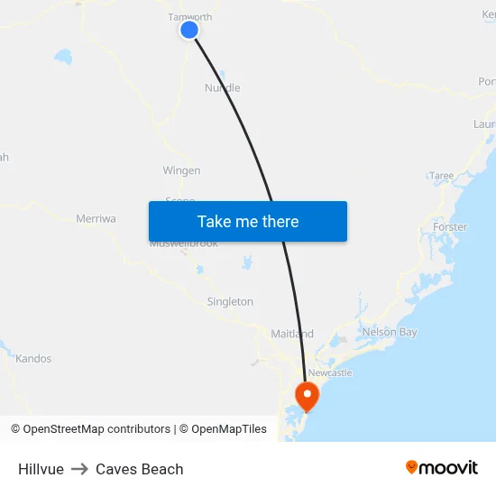 Hillvue to Caves Beach map