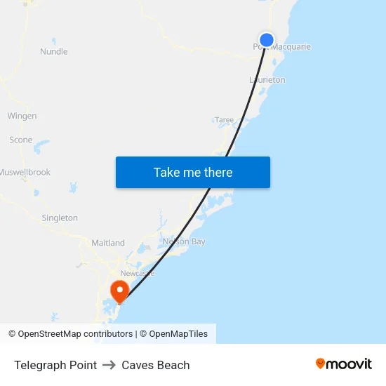 Telegraph Point to Caves Beach map