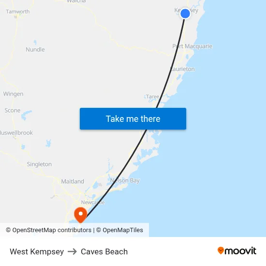 West Kempsey to Caves Beach map