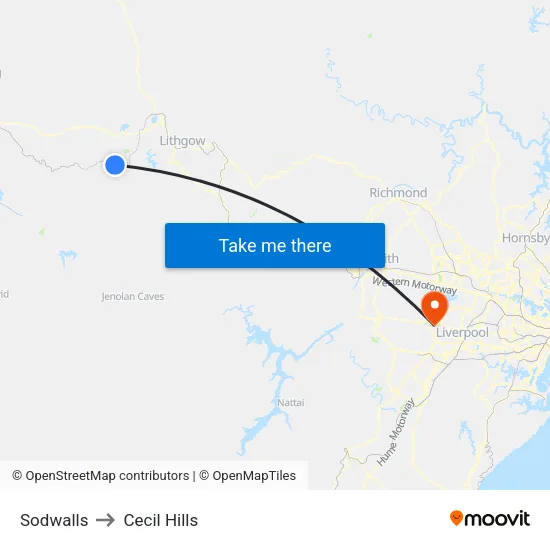 Sodwalls to Cecil Hills map