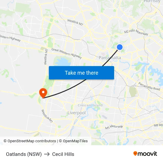 Oatlands (NSW) to Cecil Hills map