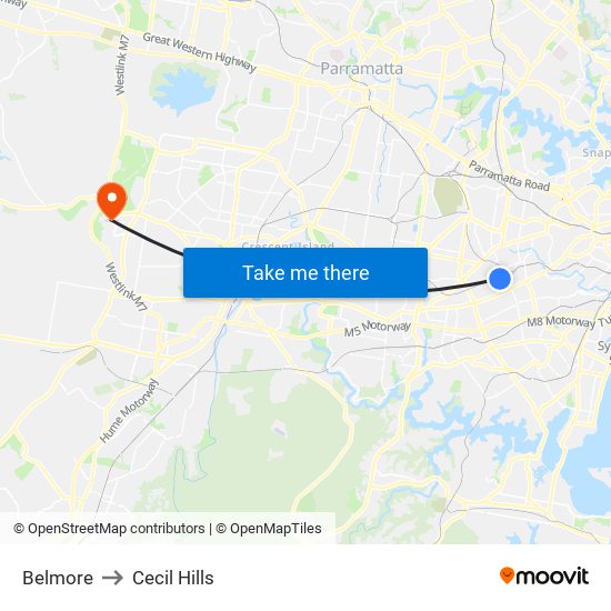 Belmore to Cecil Hills map