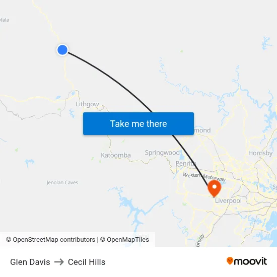 Glen Davis to Cecil Hills map