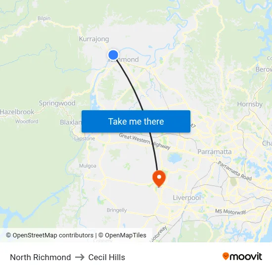 North Richmond to Cecil Hills map