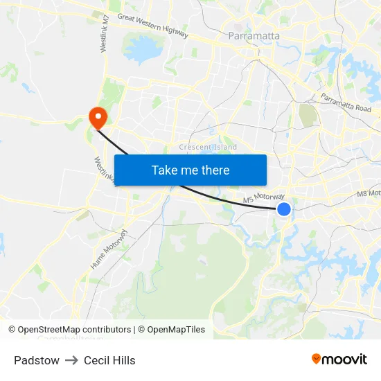 Padstow to Cecil Hills map