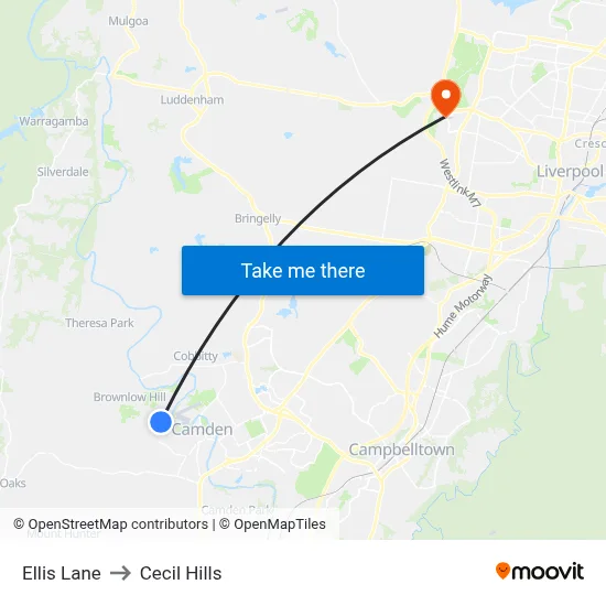 Ellis Lane to Cecil Hills map