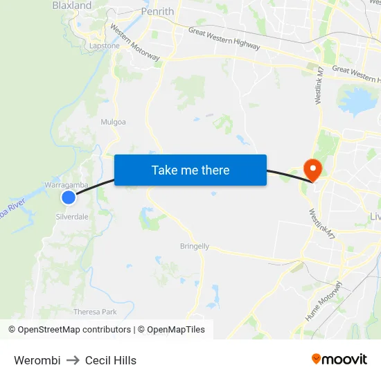 Werombi to Cecil Hills map
