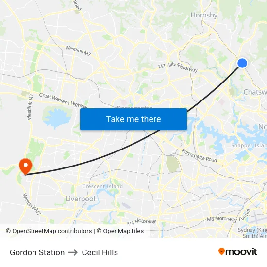 Gordon Station to Cecil Hills map