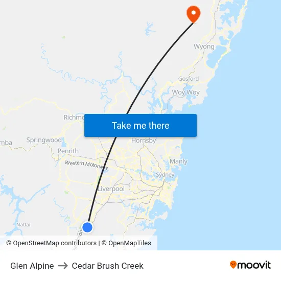 Glen Alpine to Cedar Brush Creek map