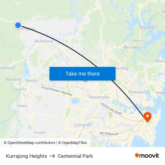 Kurrajong Heights to Centennial Park, Sydney with public transportation