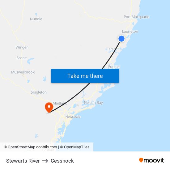 Stewarts River to Cessnock map