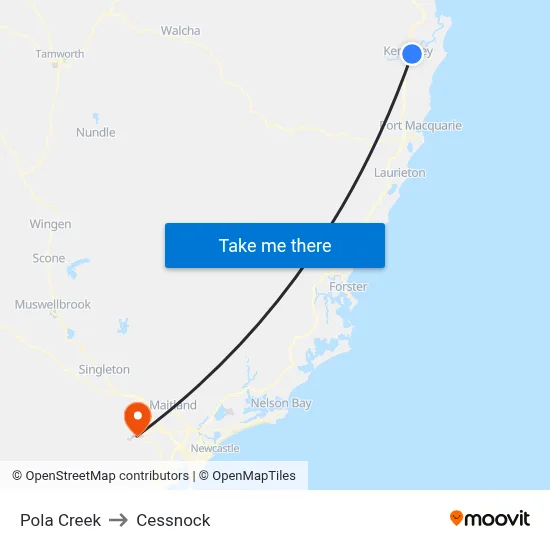 Pola Creek to Cessnock map