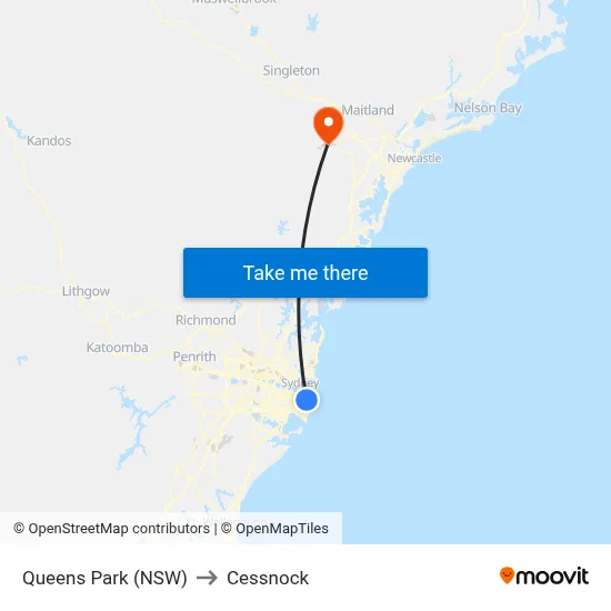 Queens Park (NSW) to Cessnock map