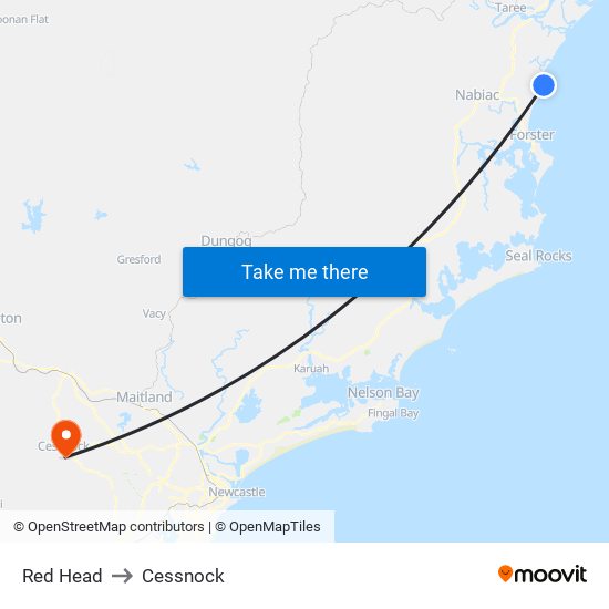 Red Head to Cessnock map