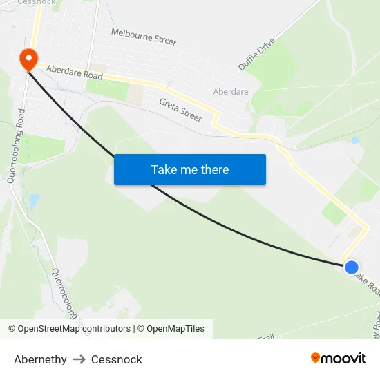 Abernethy to Cessnock map