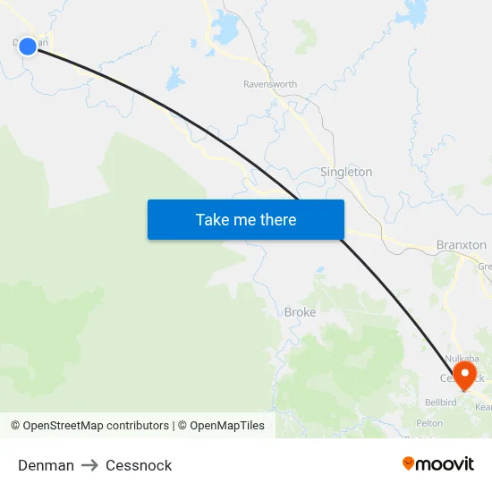 Denman to Cessnock map
