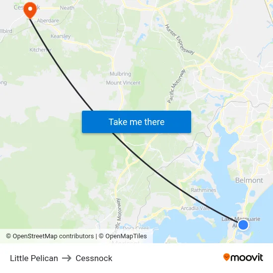 Little Pelican to Cessnock map