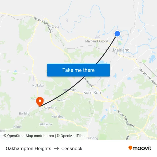 Oakhampton Heights to Cessnock map