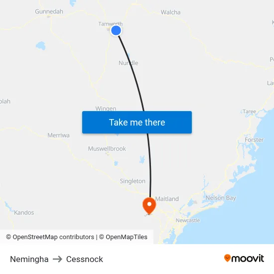 Nemingha to Cessnock map
