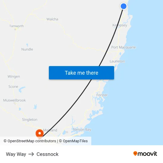 Way Way to Cessnock map