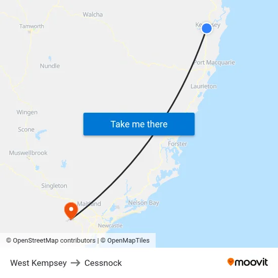 West Kempsey to Cessnock map