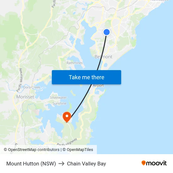 Mount Hutton (NSW) to Chain Valley Bay map