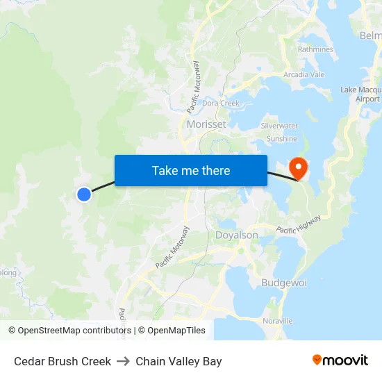 Cedar Brush Creek to Chain Valley Bay map
