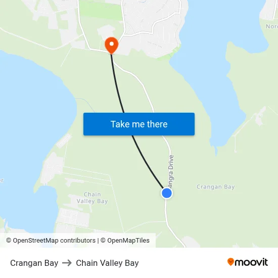 Crangan Bay to Chain Valley Bay map