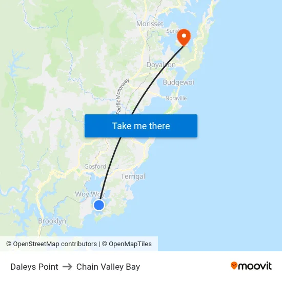Daleys Point to Chain Valley Bay map