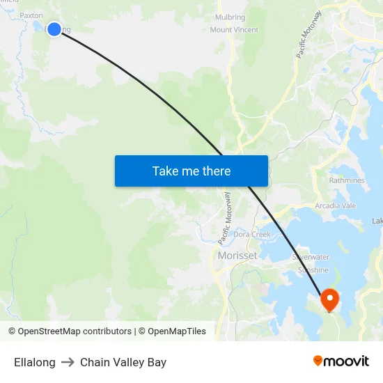 Ellalong to Chain Valley Bay map