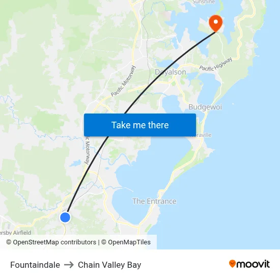 Fountaindale to Chain Valley Bay map
