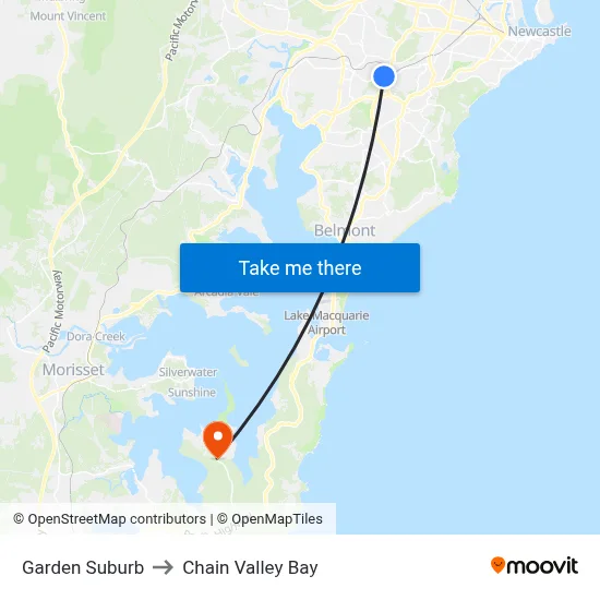 Garden Suburb to Chain Valley Bay map