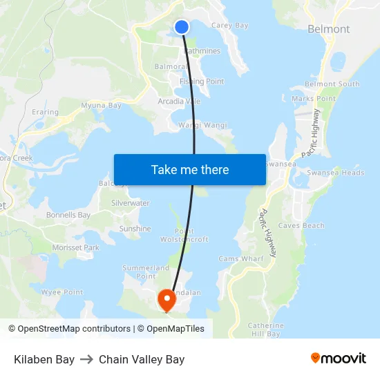 Kilaben Bay to Chain Valley Bay map
