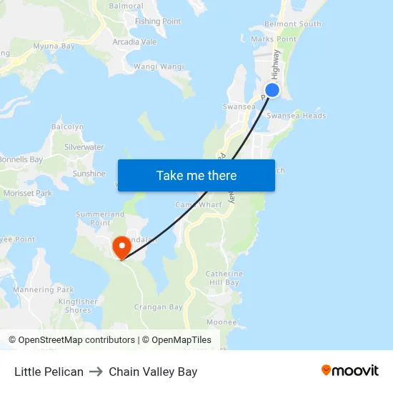 Little Pelican to Chain Valley Bay map
