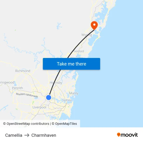 Camellia to Charmhaven map