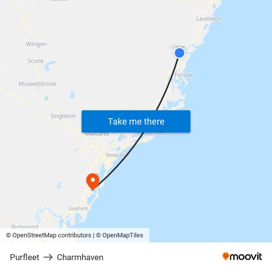 Purfleet to Charmhaven map