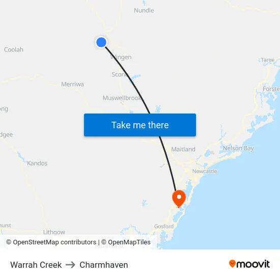 Warrah Creek to Charmhaven map