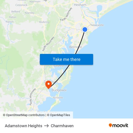 Adamstown Heights to Charmhaven map