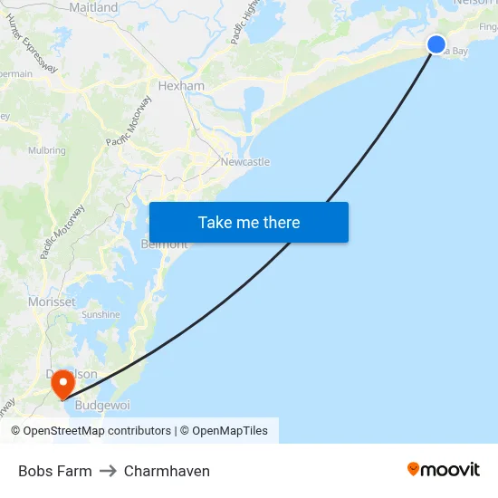 Bobs Farm to Charmhaven map