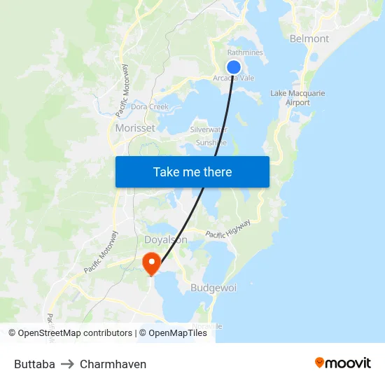 Buttaba to Charmhaven map
