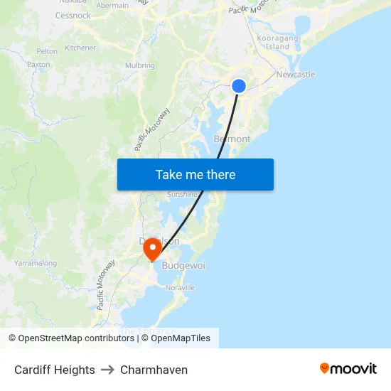 Cardiff Heights to Charmhaven map