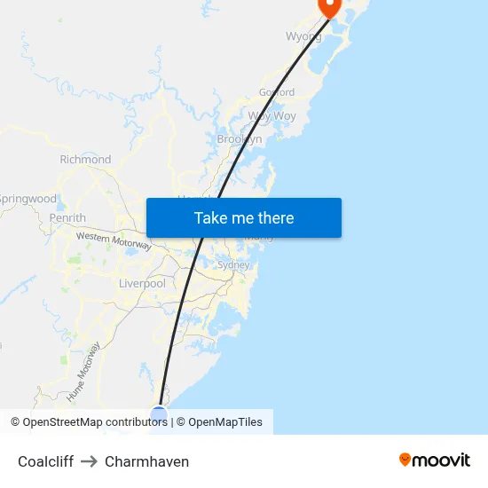 Coalcliff to Charmhaven map