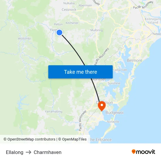 Ellalong to Charmhaven map
