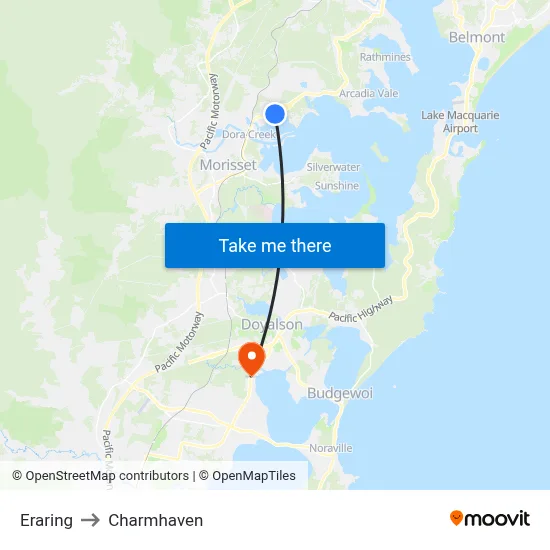 Eraring to Charmhaven map