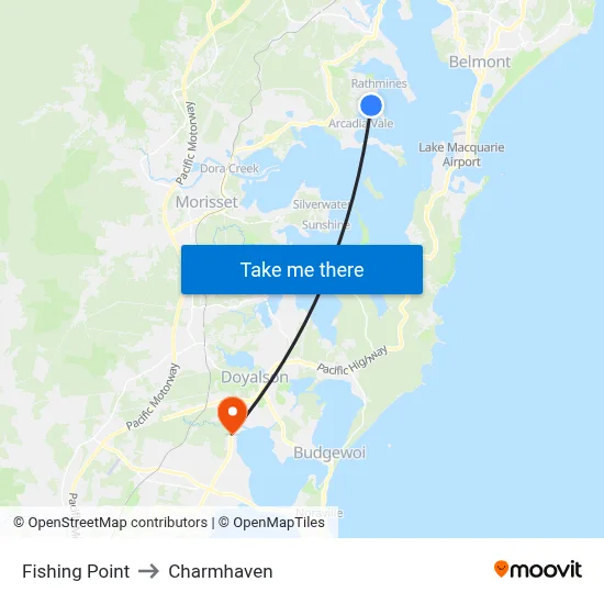 Fishing Point to Charmhaven map