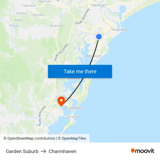 Garden Suburb to Charmhaven map