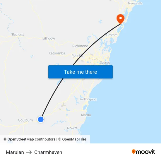 Marulan to Charmhaven map