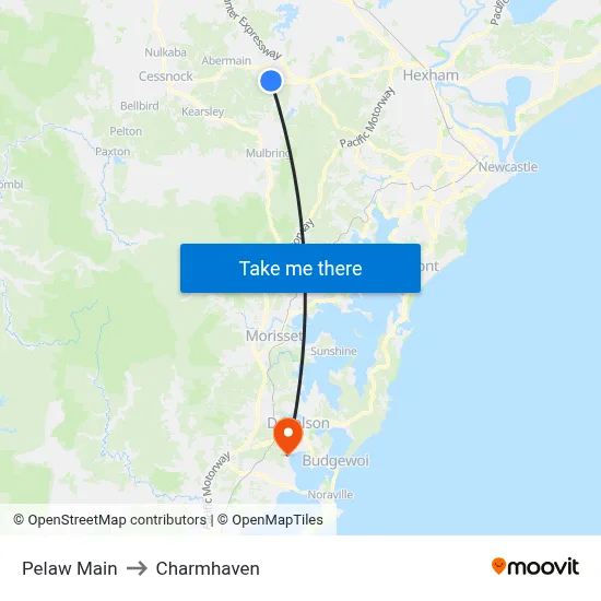 Pelaw Main to Charmhaven map