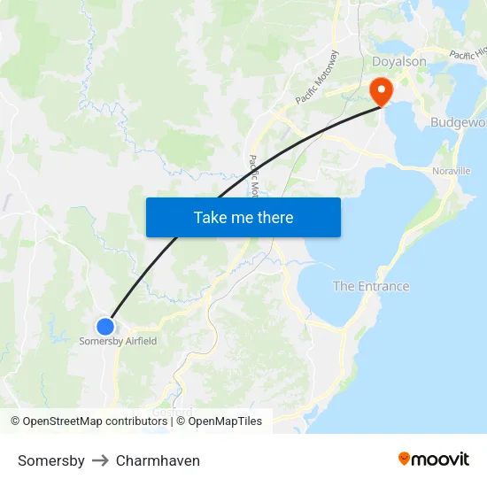 Somersby to Charmhaven map